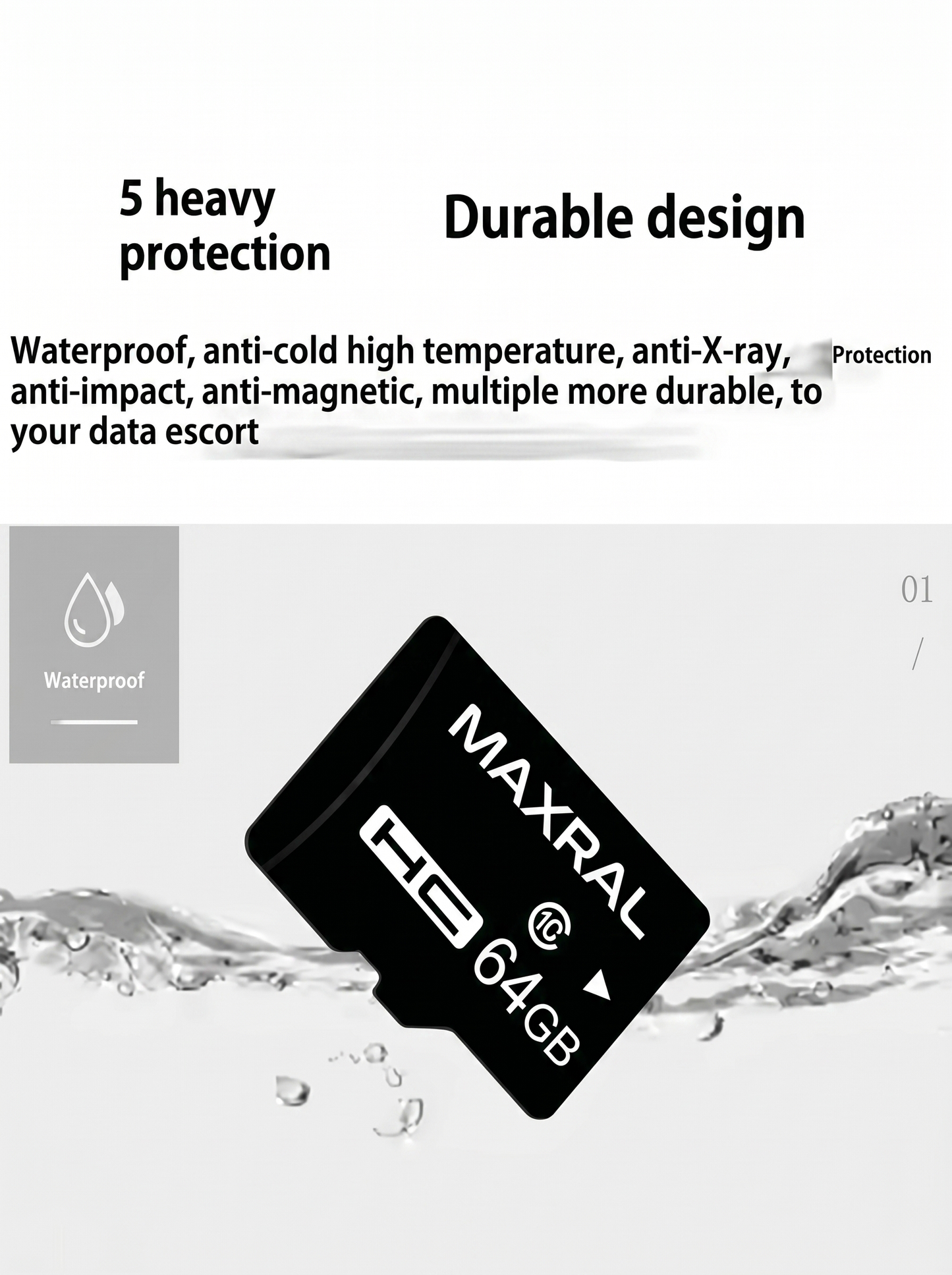 Maxral MicroSD Card durable 5-layer protection