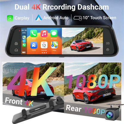 SmartMirror Pro™ – Wireless CarPlay Dashcam & Backup Camera