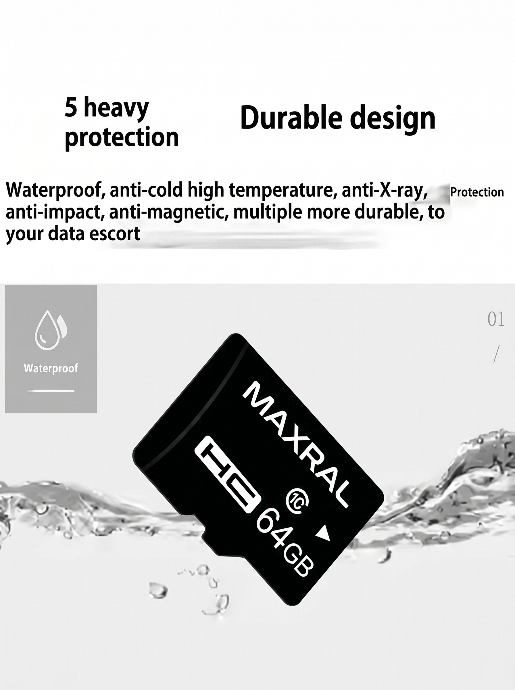 Maxral MicroSD Card durable 5-layer protection